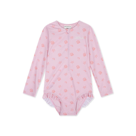 maillot de bain uv filles à manches longues - rose - shell tastic 98/104 cm