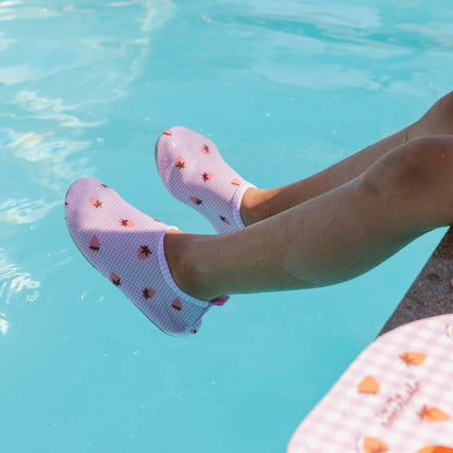 chaussettes de bain - rose - champs de fraises