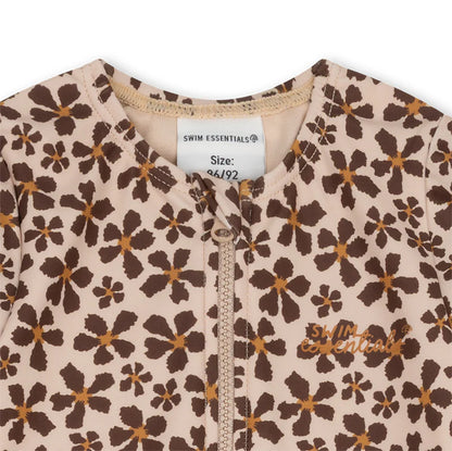 maillot de bain uv filles à manches longues - orange - fleur sauvage