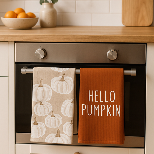Lot de 2 torchons d’automne – “Hello Pumpkin”