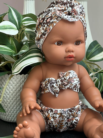 Ensemble maillot de bain & turban pour poupée 30 à 34 cm 💕