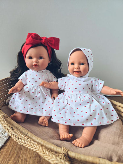 Ensemble Poussin – Robe & Chapeau cœur ❤️