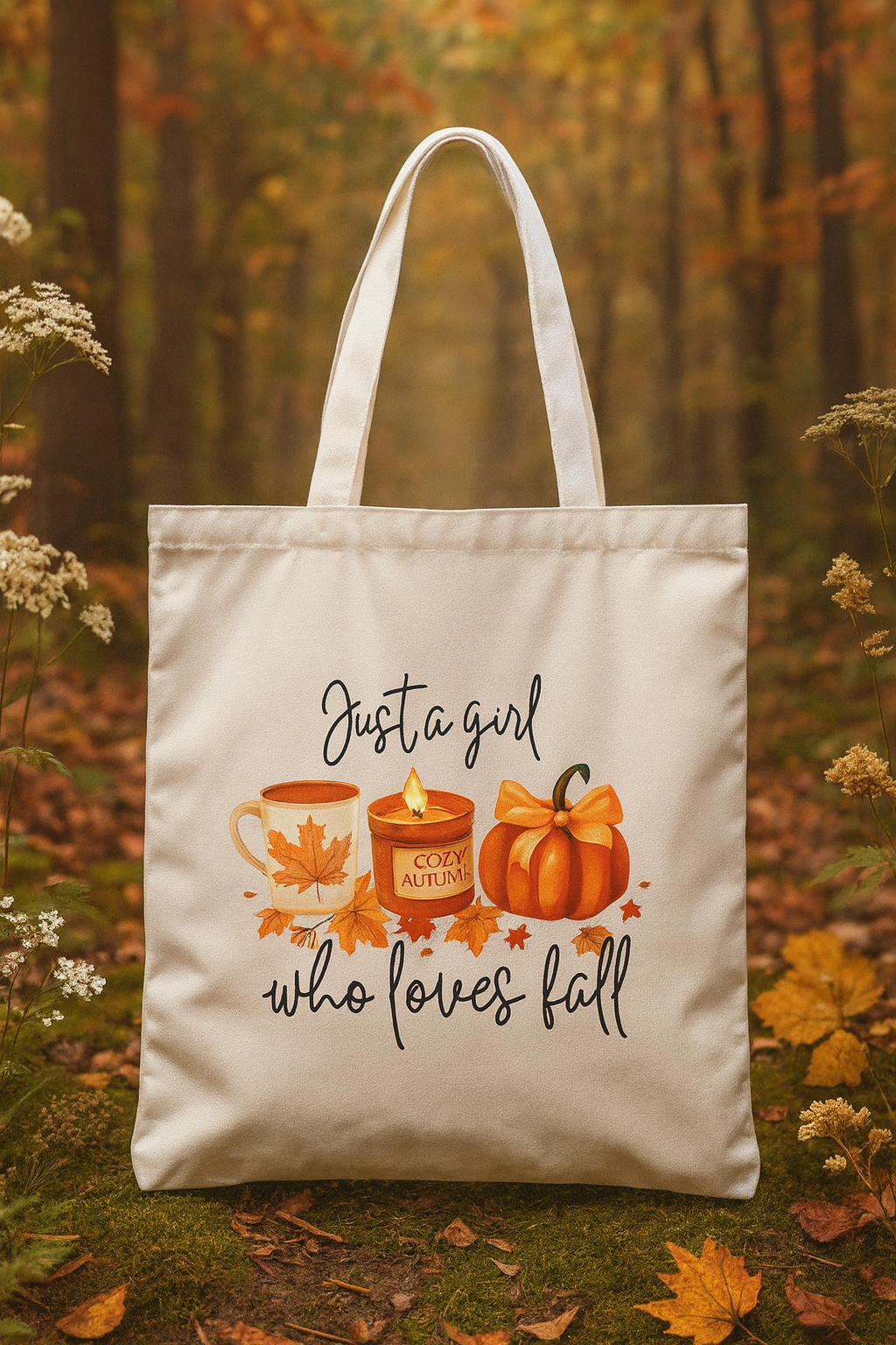 Tote bag automne – Just a girl who loves fall