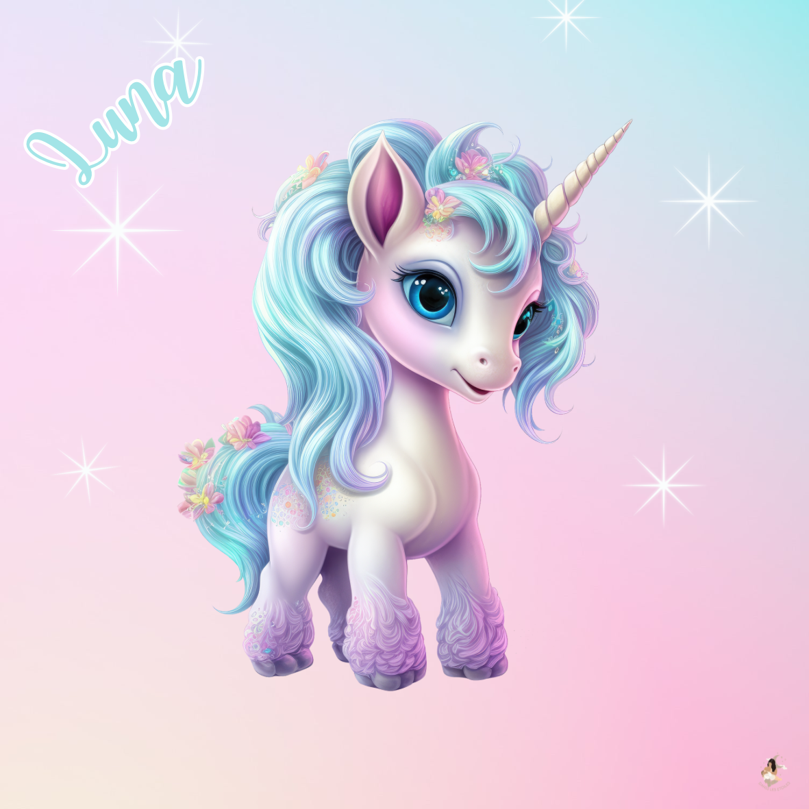 Sticker Toniebox personnalisé Licorne Luna
