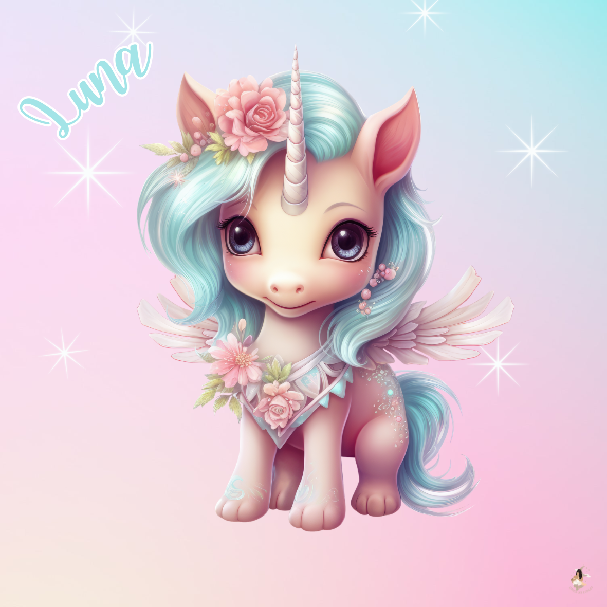 Sticker Toniebox personnalisé Licorne Luna