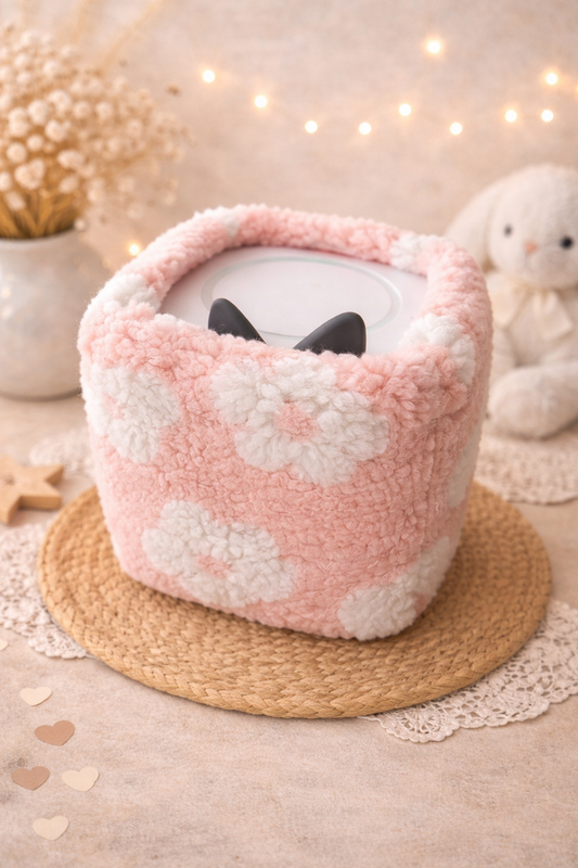 🌸 Housse Toniebox – Bouclette Rose & Daisy Écru