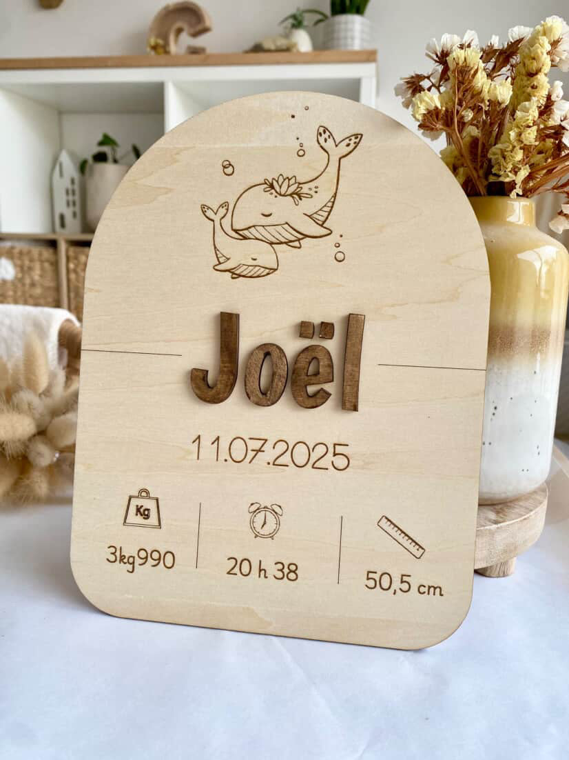 🌿 Panneau Naissance Personnalisé – 22 cm