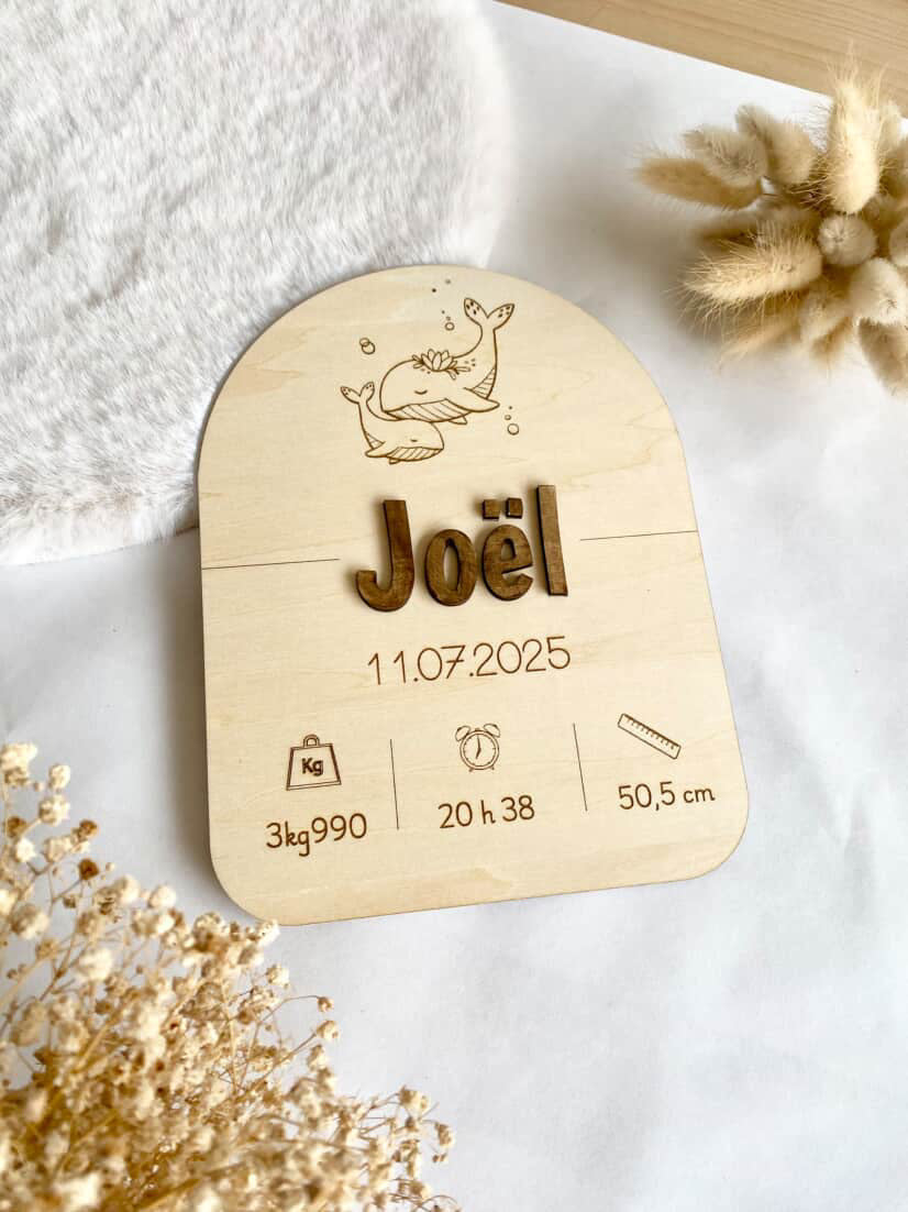🌿 Panneau Naissance Personnalisé – 22 cm