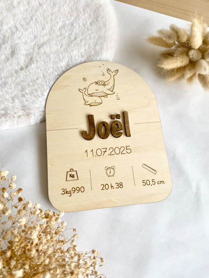 🌿 Panneau Naissance Personnalisé – 22 cm