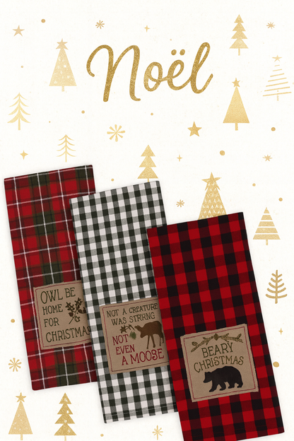 Ensemble de 3 torchons de Noël – Cabane enchantée