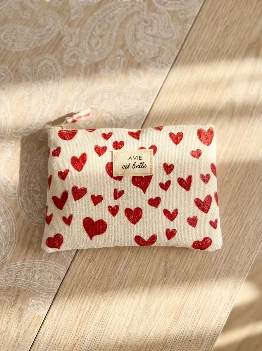 Pochette tressée fleur multicolore femme été artisanales, cœurs