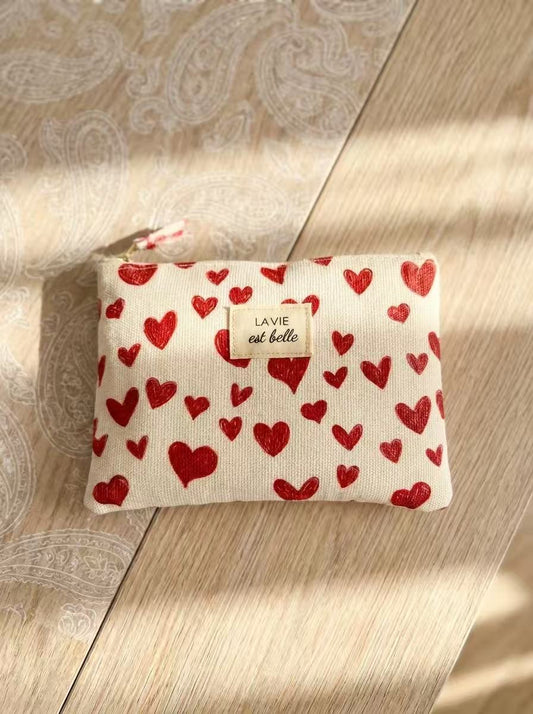 Pochette tressée fleur multicolore femme été artisanales, cœurs