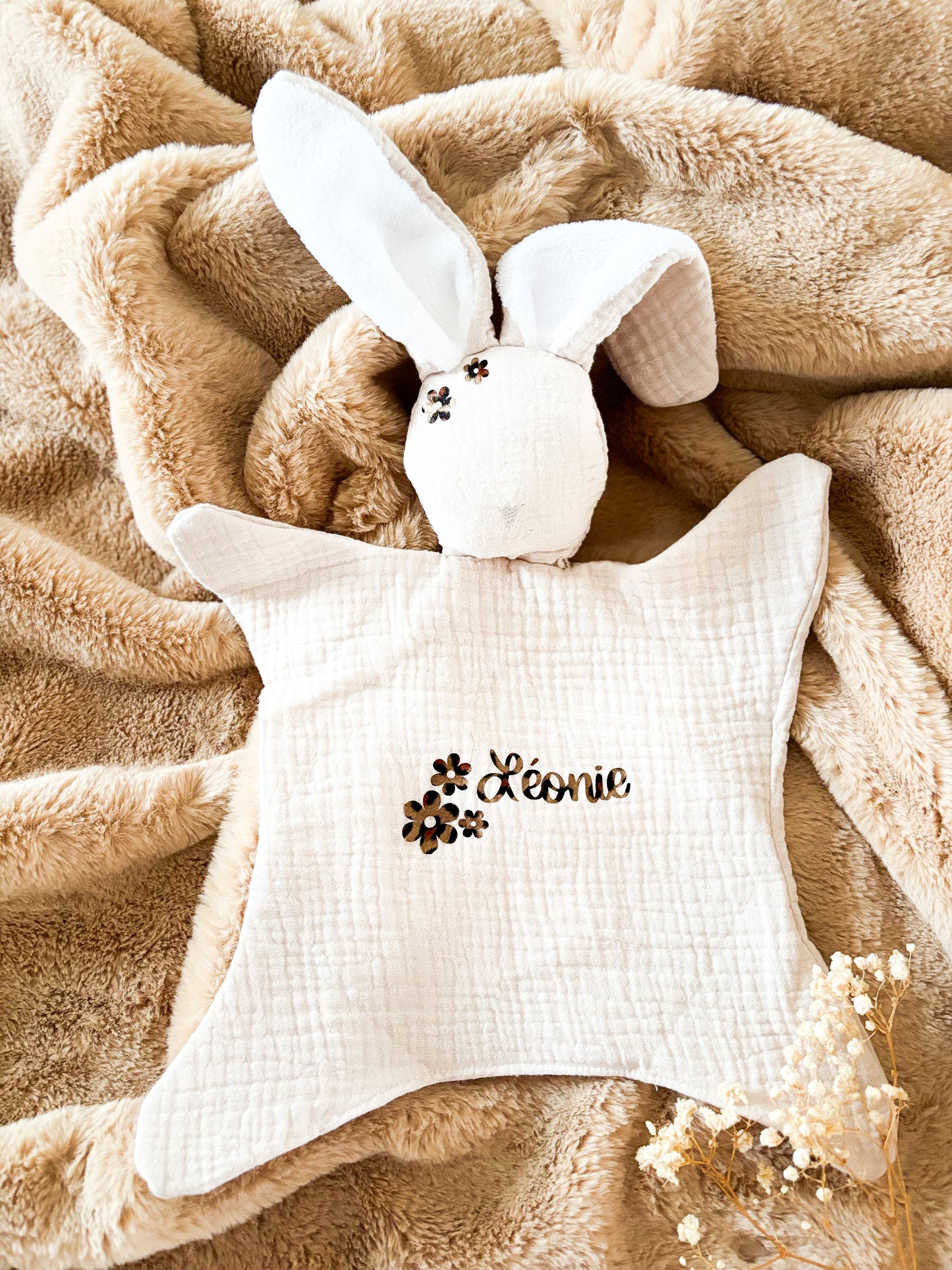 Doudou à personnaliser – Gaze de coton beige