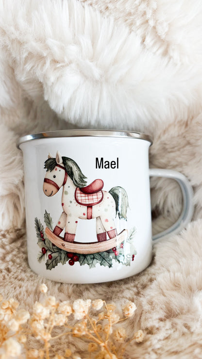 🎠 Mug de Noël à personnaliser – Collection Cheval à bascule