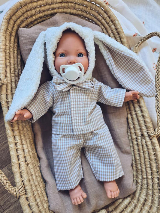 🌙 Pyjama deux pièces & petit chapeau tout doux – pour poupée