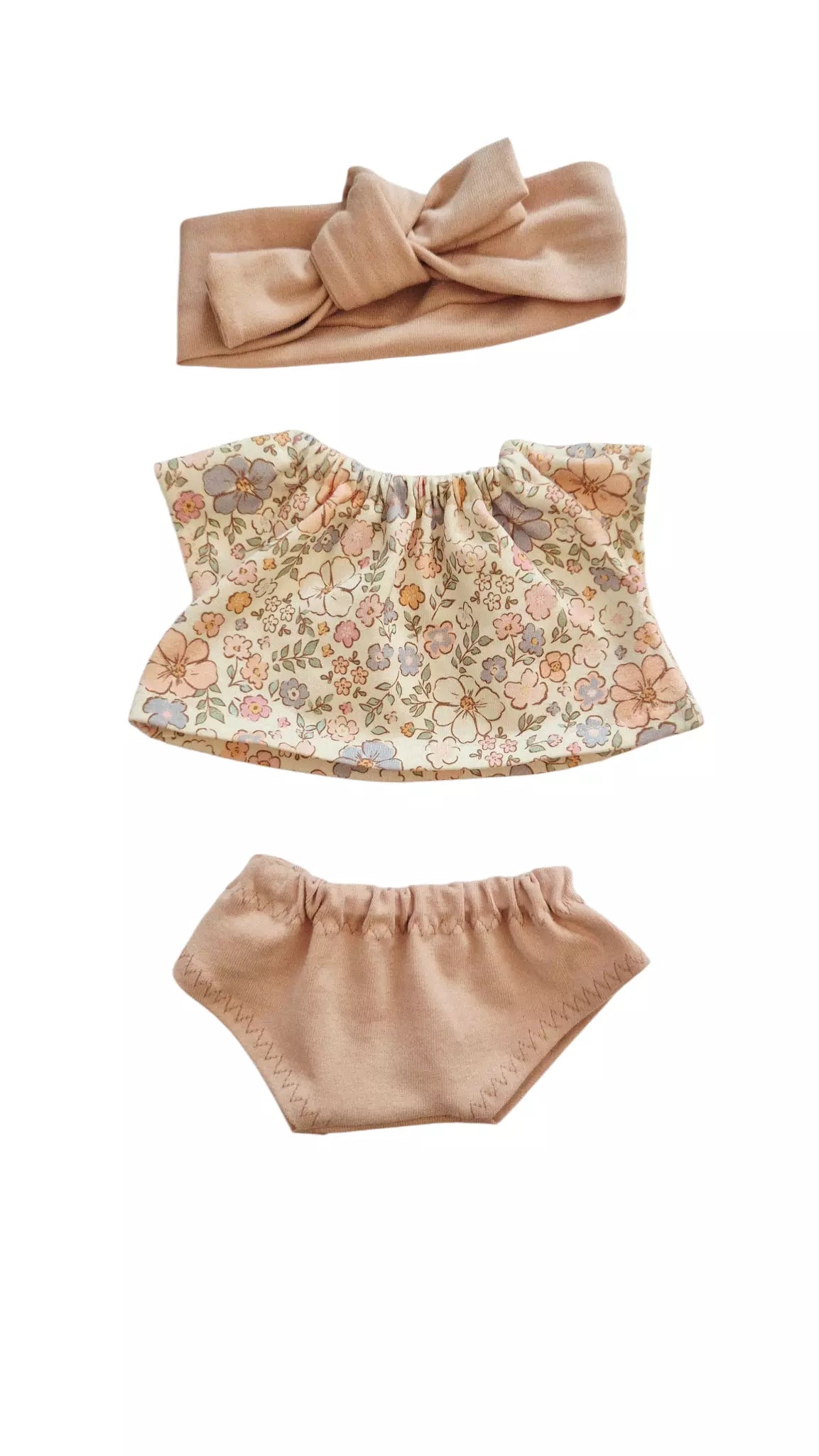 TEE-SHIRT + CULOTTE ET BANDEAU UNI ROSE NUDE