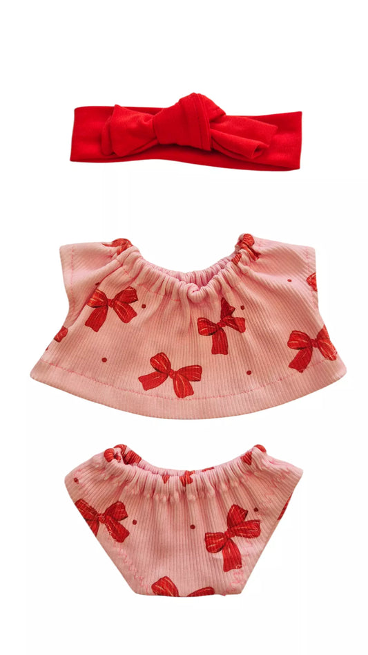 ENSEMBLE CULOTTE + TEE-SHIRT ASSORTI + BANDEAU ROUGE
