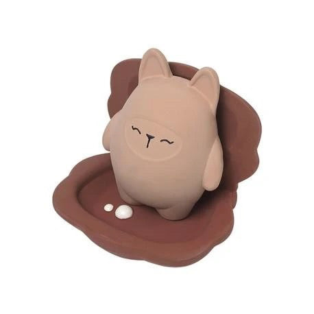 🐚 Jouet de bain FABELAB – Coquillage en caoutchouc naturel avec petit lapin caché (Clay)