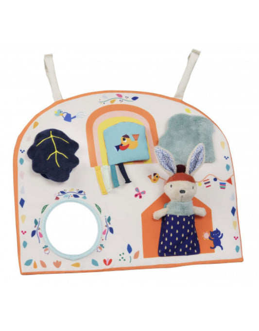 Tableau d’Activités GABIN le Lapin – Jouet d’Éveil 3-en-1 à Accrocher ou Poser