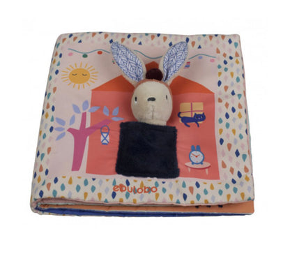 Livre POP-UP en tissu – L’histoire de Gabin Lapin (marionnette incluse)