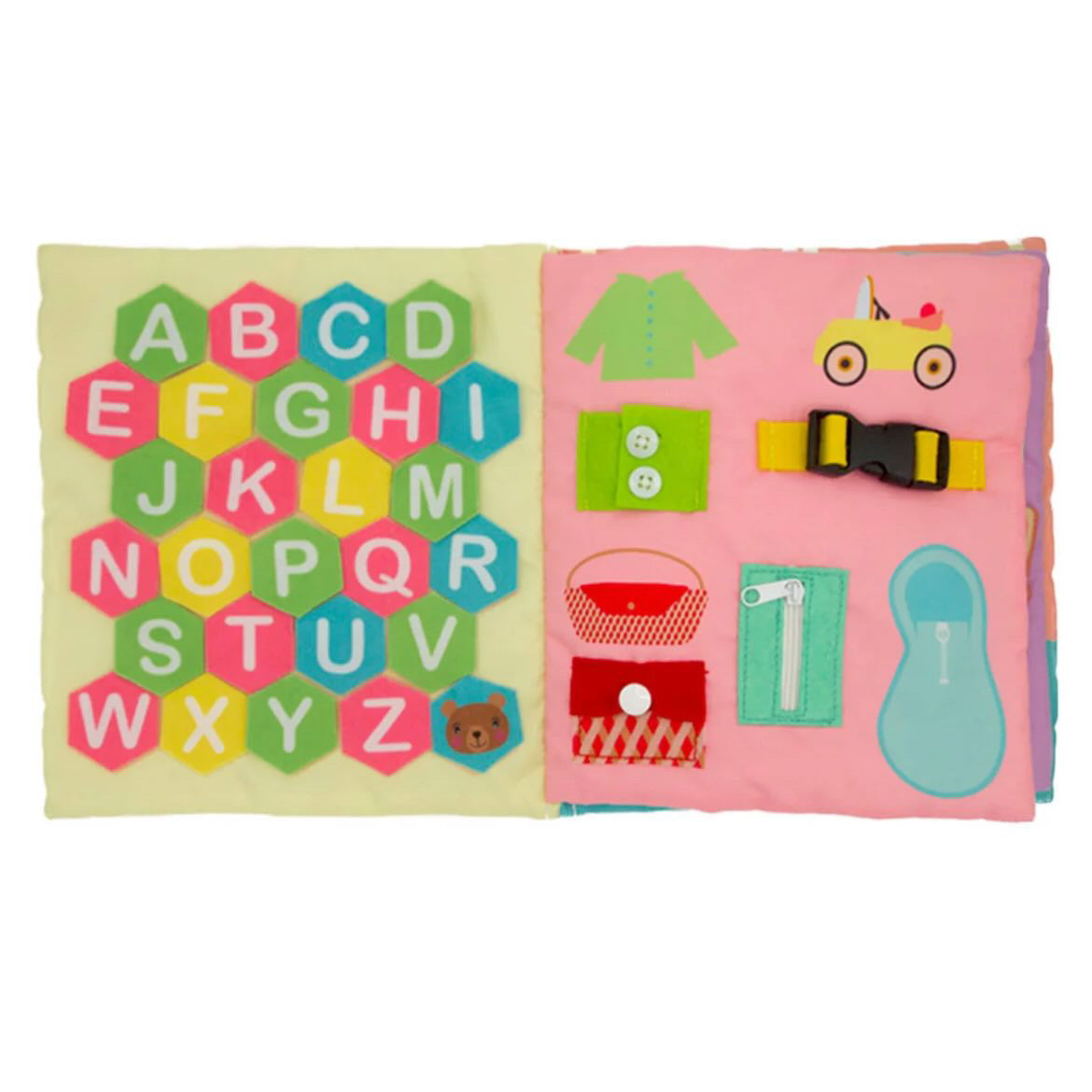 ✨ Livre d’activités Montessori en tissu – Alphabet 3D, chiffres & motricité fine (3-5 ans) ✨