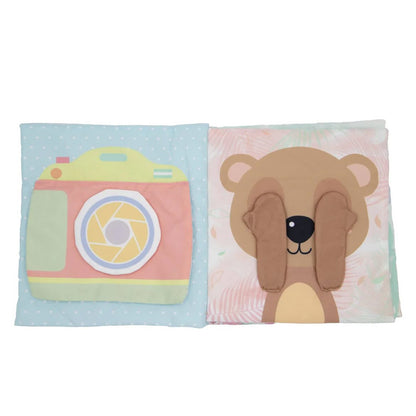 ✨ Livre d’éveil Montessori en tissu – Animaux, textures & miroir (0-2 ans) ✨