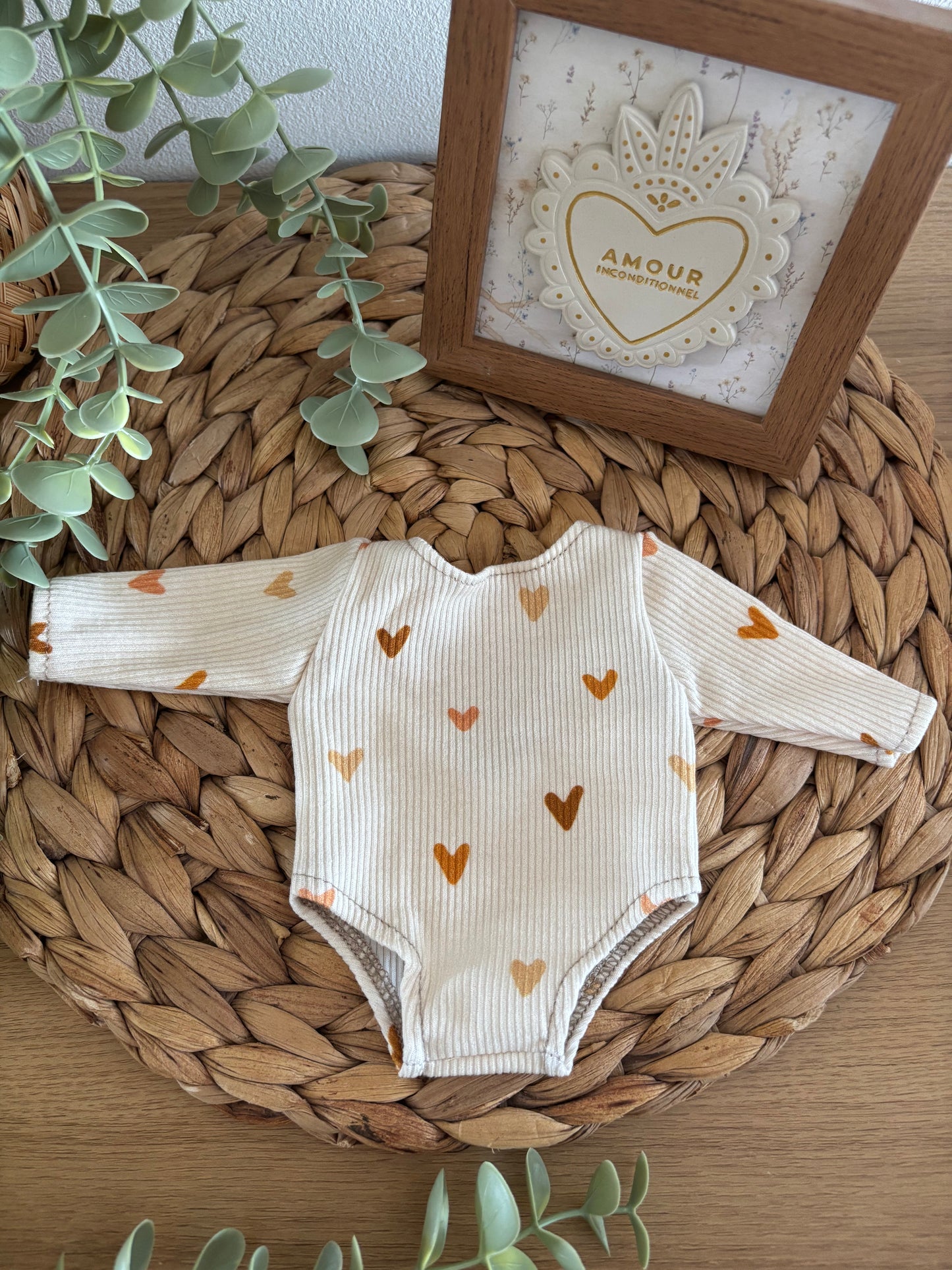 Body à Cœurs – Pour poupée 28 à 34 cm