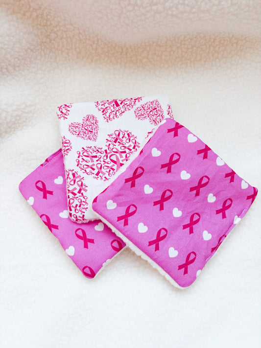 💗 Lot de 3 lingettes lavables – Octobre Rose