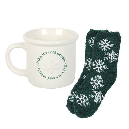 Ensemble tasse et chaussettes « Baby It's Cold Outside »