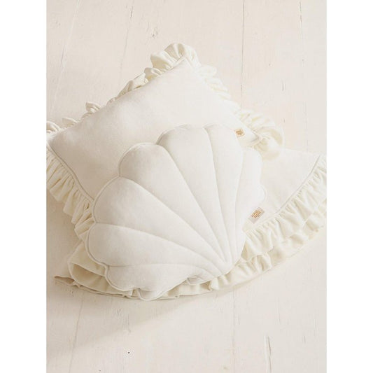 Coussin Coquille en Velours Doux « Blanc »