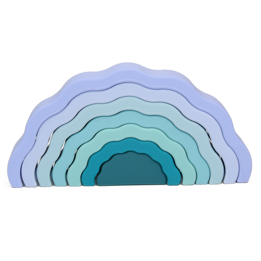 Jouet d'éveil Montessori - Arc en ciel empilable Bleu