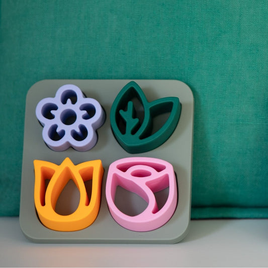 Jouets d'éveil en silicone - Puzzle les fleurs
