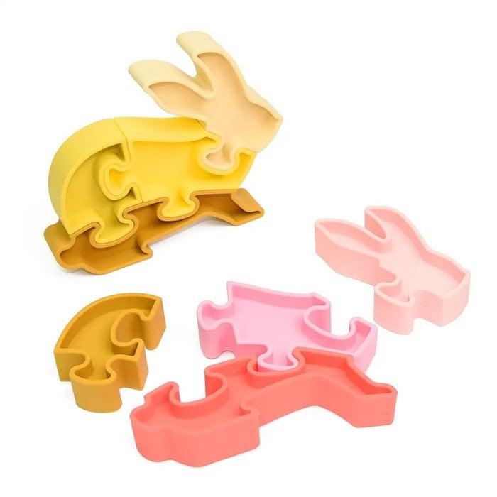 Jouet d'éveil Montessori  - Puzzle 3D Lapin en silicone