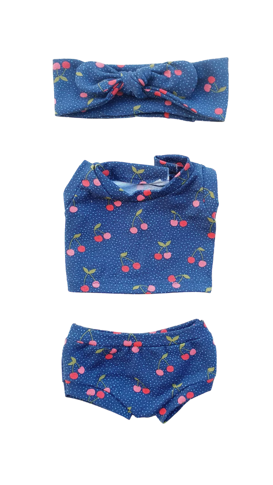 SALADE FRUITS ensemble 3 pieces bandeau cerises marine