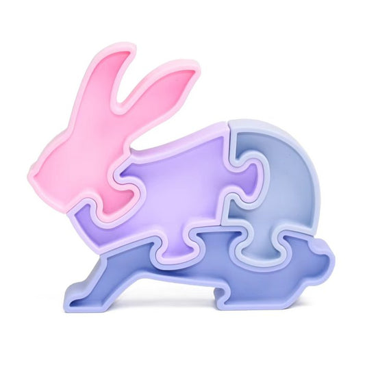 Jouet d'éveil Montessori  - Puzzle 3D Lapin en silicone violet