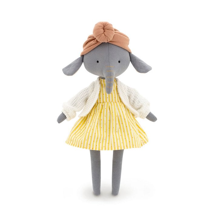 Jouet en peluche en coton, Cotti Motti, Alice l'éléphant (30 cm)