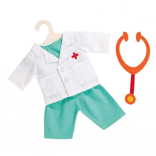 Tenue de médecin avec stéthoscope, taille 28-35 cm