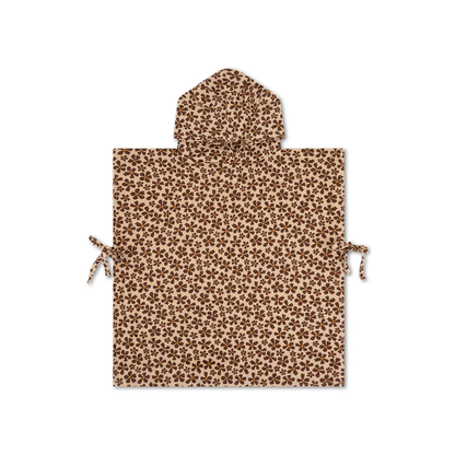 poncho de plage - brownn - wild flower - 50 x 50 cm
