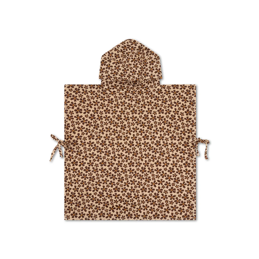 poncho de plage - brownn - wild flower - 50 x 50 cm