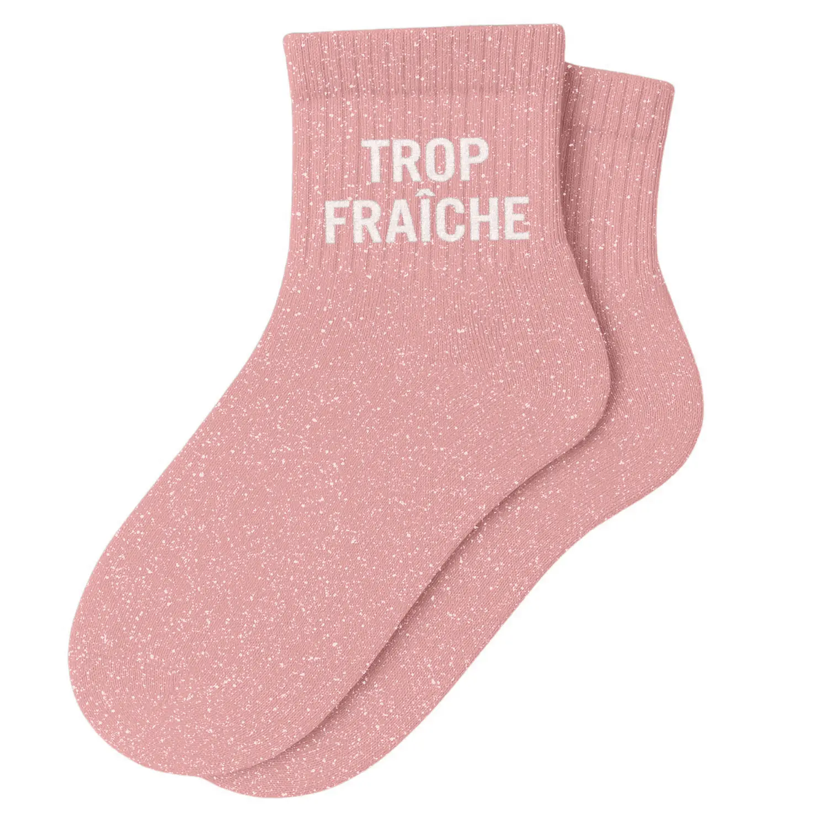 Chaussettes Courtes à Paillettes "Trop Fraîche" Rose - Taille 36-40