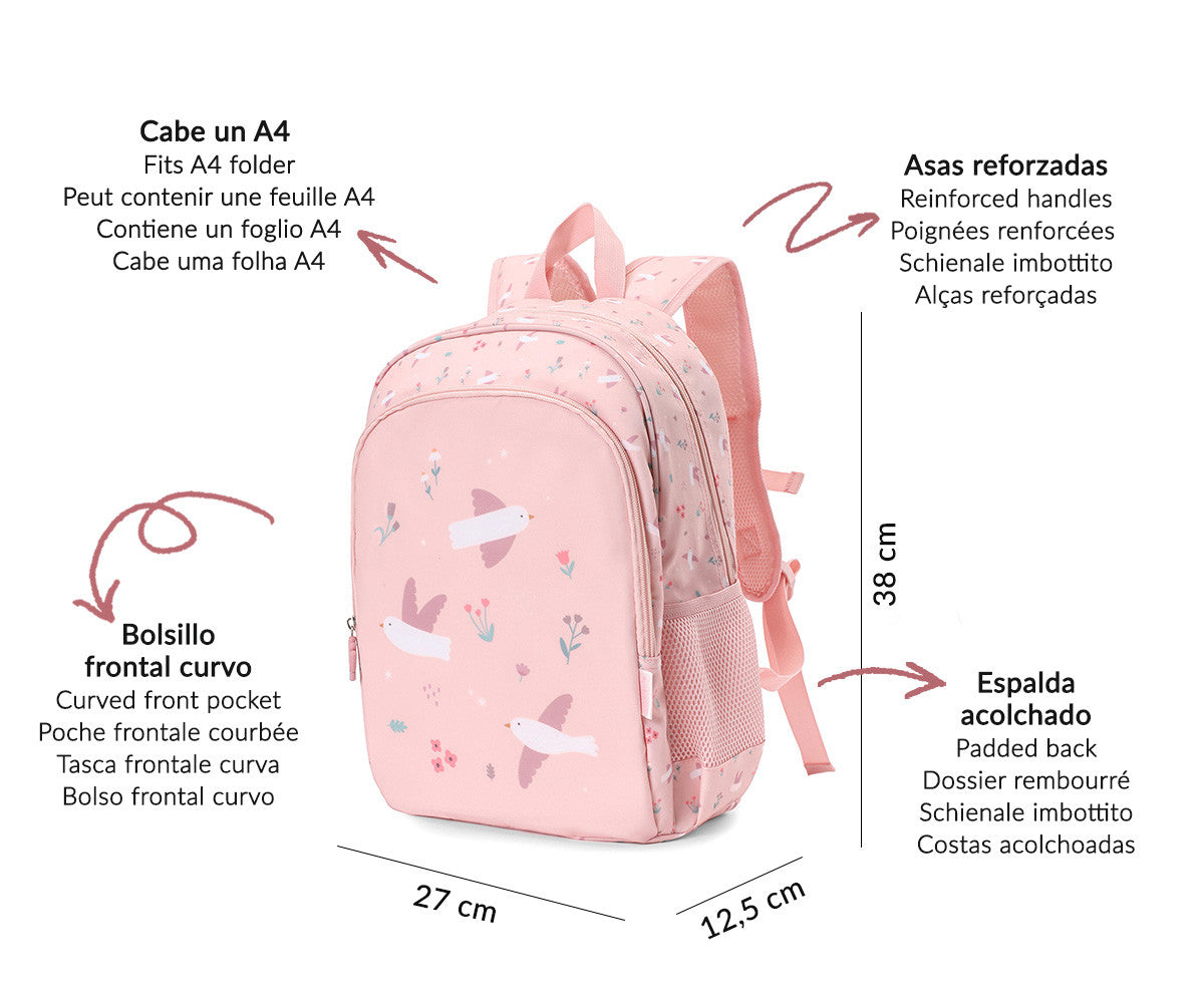 Sac à Dos Primaire Blossom Birds + Porte-clés