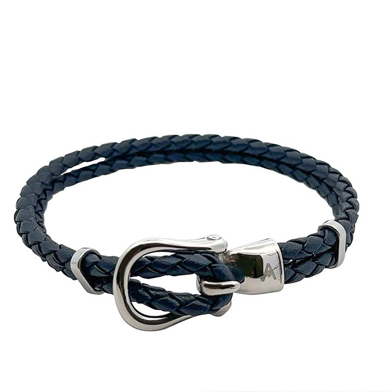 Bracelet en cuir à double tressage pour hommes
