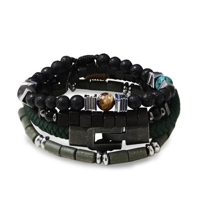 Lot de 4 Bracelets Homme avec Pierres