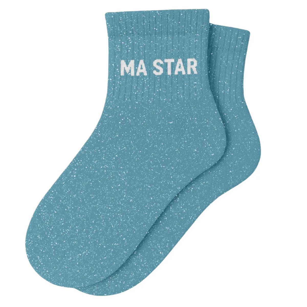 Chaussettes Courtes à Paillettes "Ma Star" Turquoise - Taille 36-40