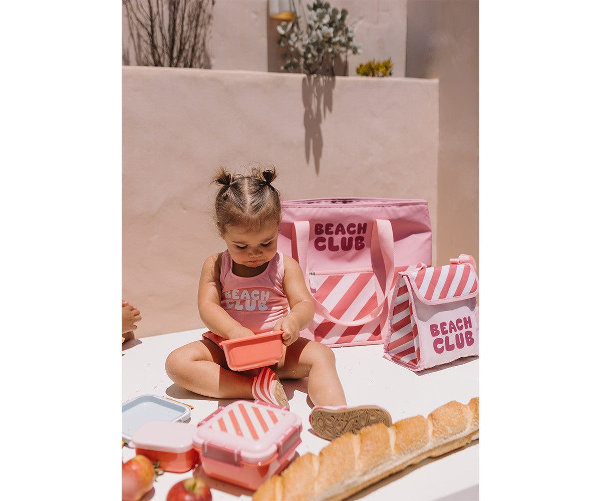 Grande Boîte à Lunch Stripes Bloom & Blush Monnëka Précommande