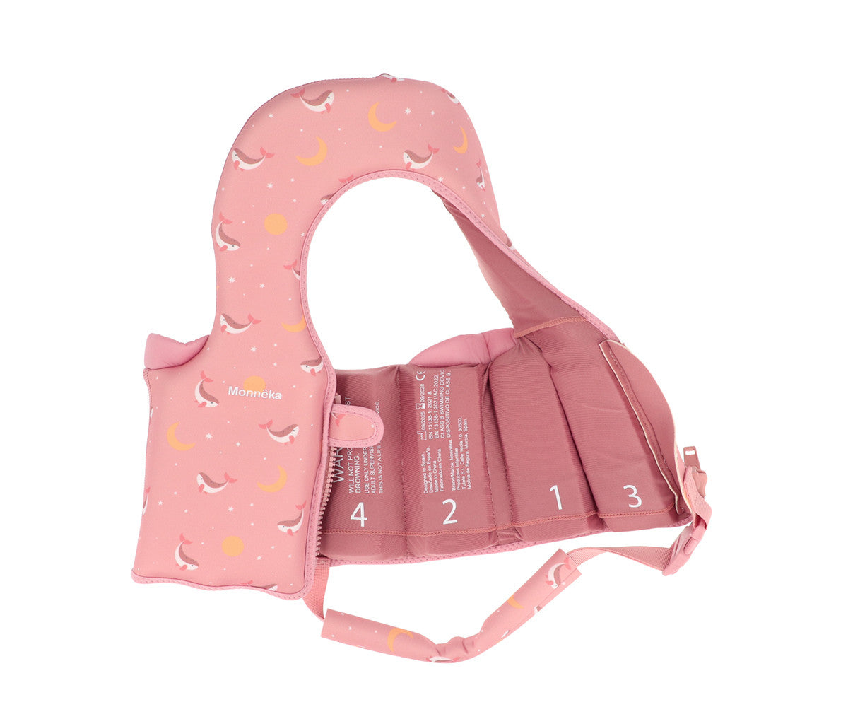 Gilet de Flottation et Apprentissage Whale Pink 1-2 ans Monnëka précommande