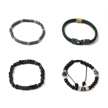Lot de 4 Bracelets Homme avec Pierres