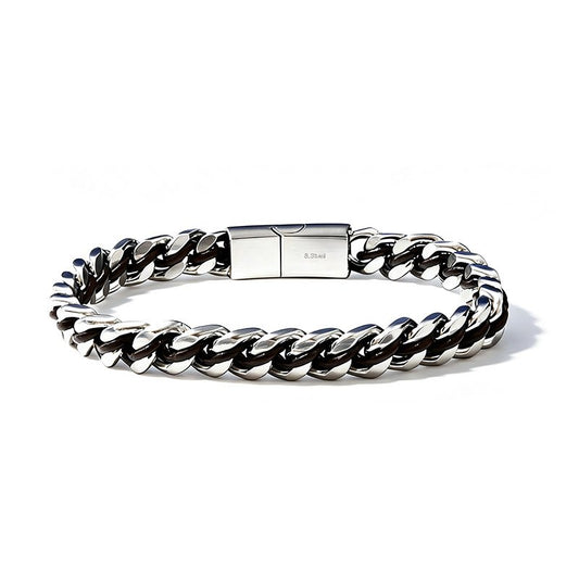 Bracelet chaîne à maillons gourmette pour hommes avec cordon en cui