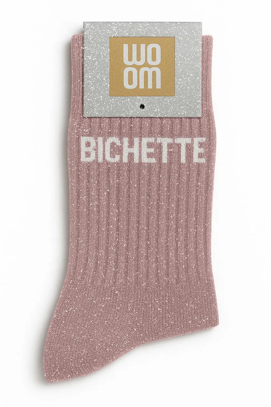 Chaussettes à Paillettes "Bichette" Rose Gold - Taille 36-40