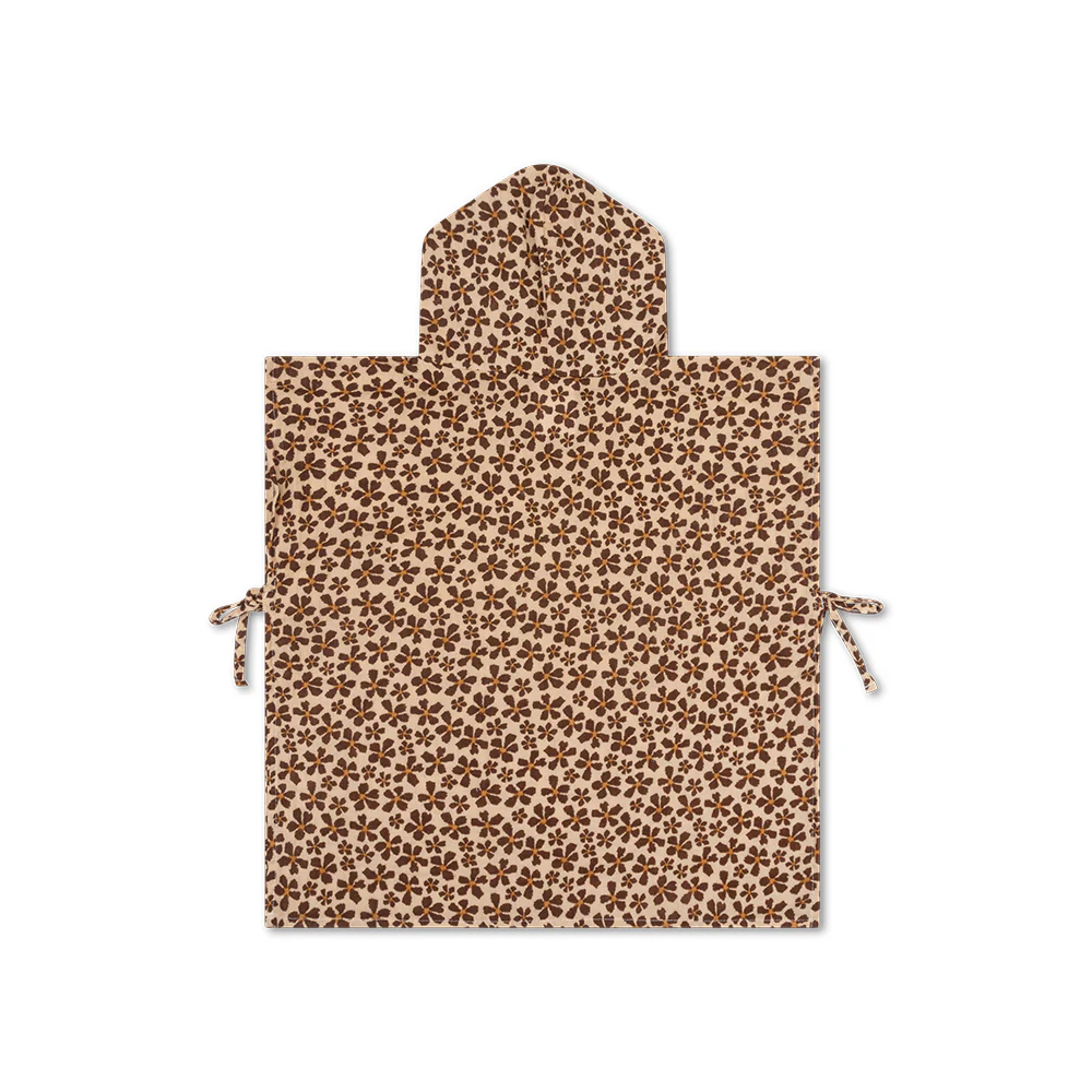 poncho de plage - brownn - wild flower - 50 x 50 cm